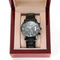 Signature Moments: Engravable Black Chronograph Watch for Him